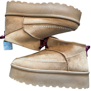 Mudd  platform ankle boots‎ sherpa hard to find 8.5 Cream cognac tan NWT cozy